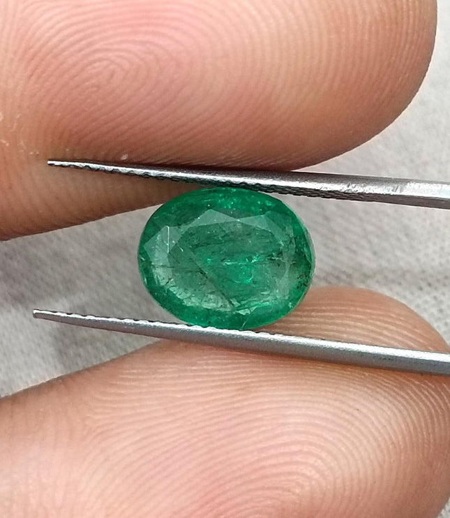 Emerald Natural Zambia 2.34ct SGL Certified Spring Green Color Oval Cut Loose Gemstone