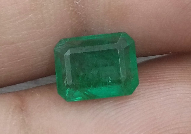 1.78ct GSI Certified Deep Glass Green Zambian Emerald Minor Oiled Loose Gemstone