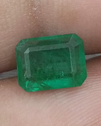 1.78ct GSI Certified Deep Glass Green Zambian Emerald Minor Oiled Loose Gemstone