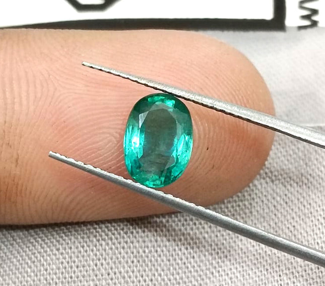 1.26ct Certified Natural Zambian Emerald Eye Clean Oval Cut Loose Gemstone