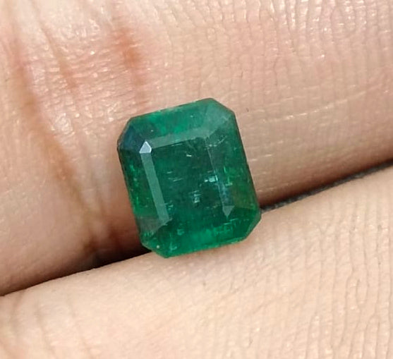 2.22ct Zambian Emerald, Dark Green Octagon Cut Certified Natural Loose Gemstone