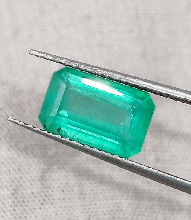 Zambian Emerald 2.54ct Certified Medium Green Emerald Cut Loose Gemstone