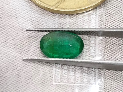 1.92ct Natural Emerald SGL Certified Deep Intense Green Oval Cut Loose Gemstone