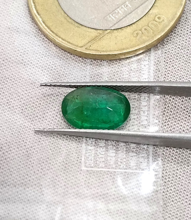 1.92ct Natural Emerald SGL Certified Deep Intense Green Oval Cut Loose Gemstone