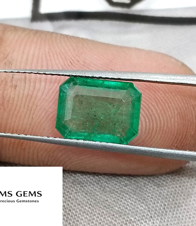 Zambian Emerald 2.76ct Certified Natural Medium Green Octagon Cut Loose Gemstone