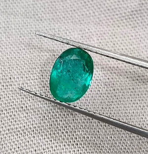 Certified 1.26ct Natural Zambian Emerald Medium Bright Green Oval Cut Loose Gemstone