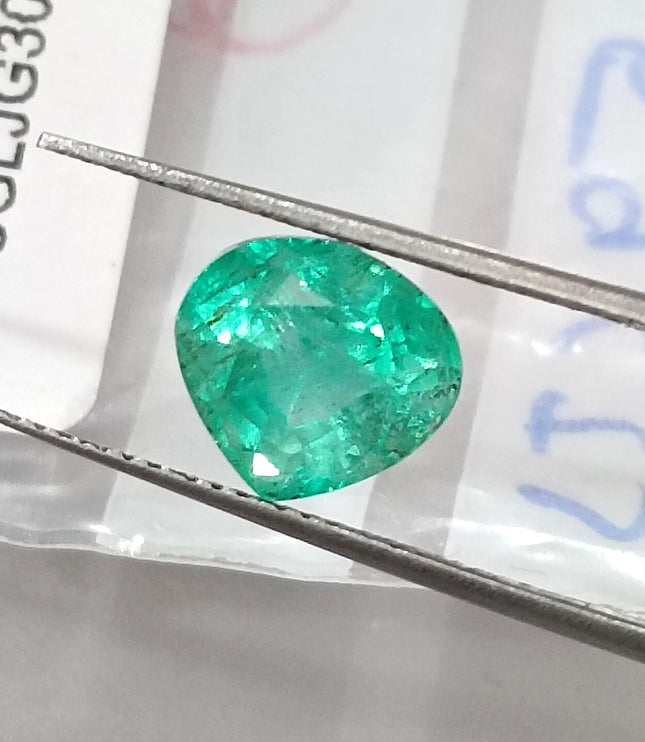 2.59ct Colombian Emerald Natural SGL Certified Medium Green Pear Cut Loose Gemstone