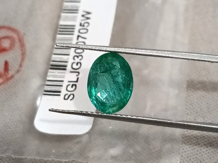 1.82ct Natural Emerald Medium Green SGL Certified Oval Cut Loose Gemstone