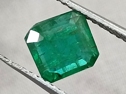 Natural Zambian Emerald 1.25ct Certified Deep Vivid Green Octagon Cut Loose Gemstone