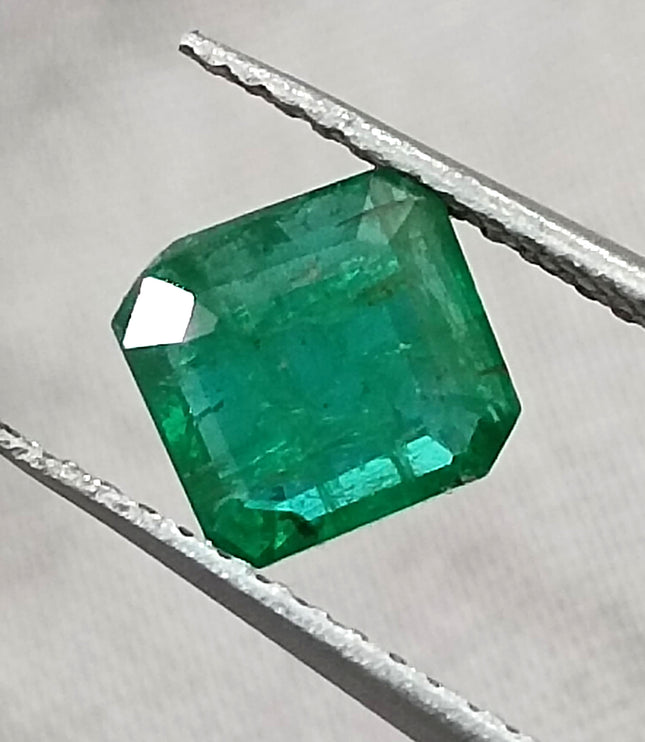Natural Zambian Emerald 1.25ct Certified Deep Vivid Green Octagon Cut Loose Gemstone