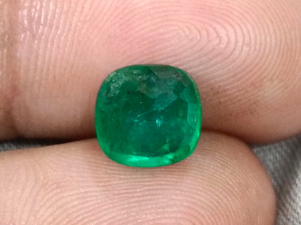Colombian Emerald 3.14ct Deep Pure Velvet Green Natural Certified Cushion Cut Gemstone
