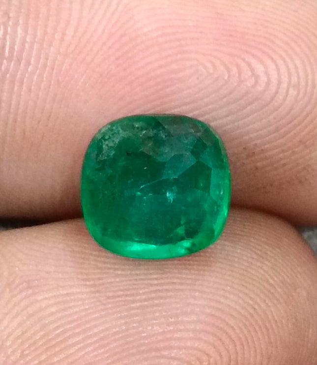 Colombian Emerald 3.14ct Deep Pure Velvet Green Natural Certified Cushion Cut Gemstone