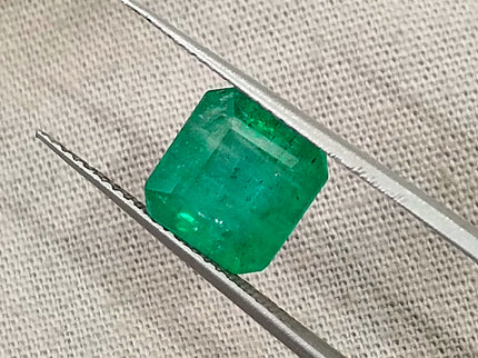 2.97ct Zambian Emerald, Certified Natural Medium Spring Green Octagon Cut Gemstone