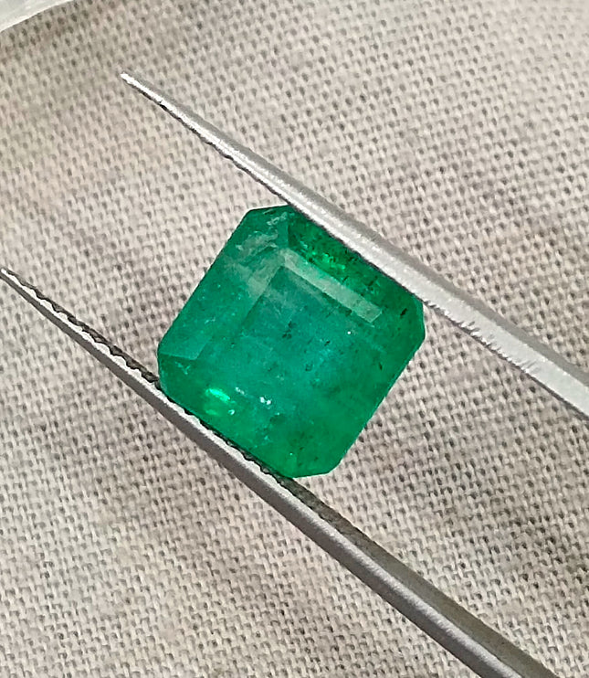 2.97ct Zambian Emerald, Certified Natural Medium Spring Green Octagon Cut Gemstone