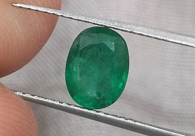 GSI USA Certified 1.33ct Deep Green Zambian Emerald Minor Oiled Loose Gemstone