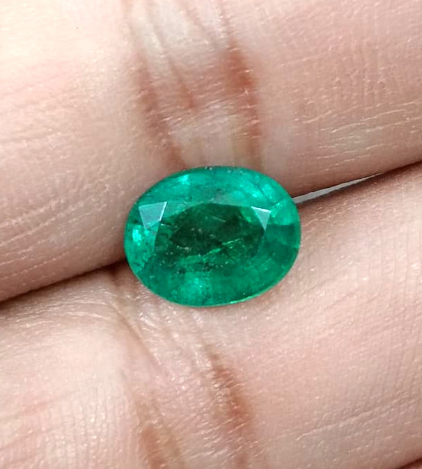 3.04ct Zambian Emerald, Forest Green Certified Natural Oval Cut Loose Gemstone