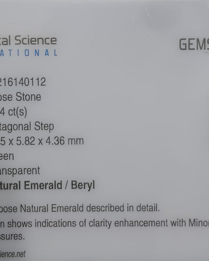 GSI Certified 1.84ct Deep Green Natural Zambian Emerald Minor Oiled Loose Gemstone