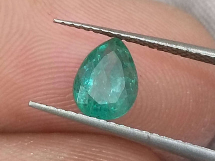Certified 0.99ct Natural Zambian Emerald Stone Medium Deep Green Pear Cut