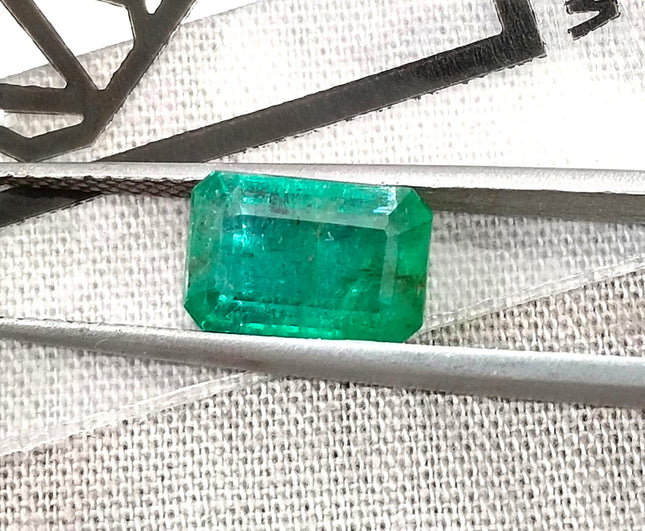 2.35ct Certified Zambian Natural Emerald Octagon Cut Loose Stone