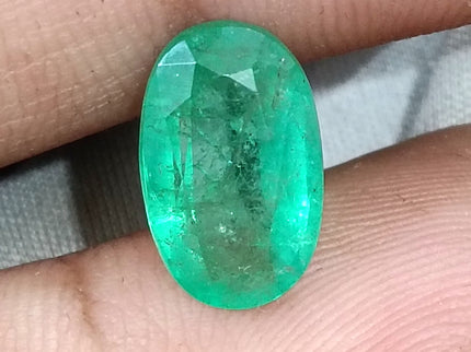 3.47ct Panjshir Emerald Natural GSI Certified Intense Green Oval Cut Loose Gemstone