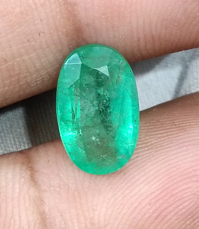 3.47ct Panjshir Emerald Natural GSI Certified Intense Green Oval Cut Loose Gemstone