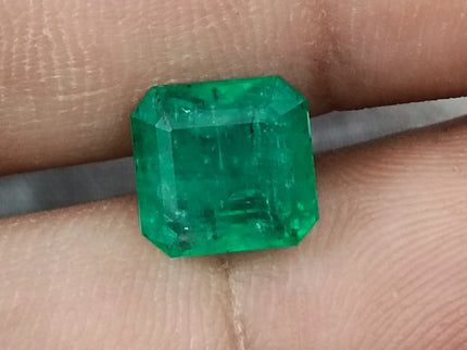 Zambian Emerald 3.53ct Bright Shamrock Green Natural Certified Octagon Cut Loose Stone