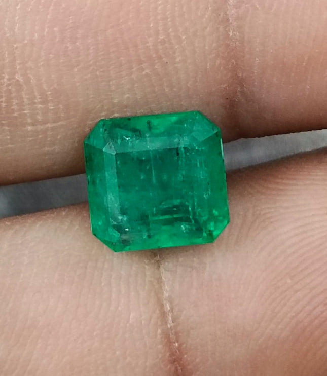 Zambian Emerald 3.53ct Bright Shamrock Green Natural Certified Octagon Cut Loose Stone