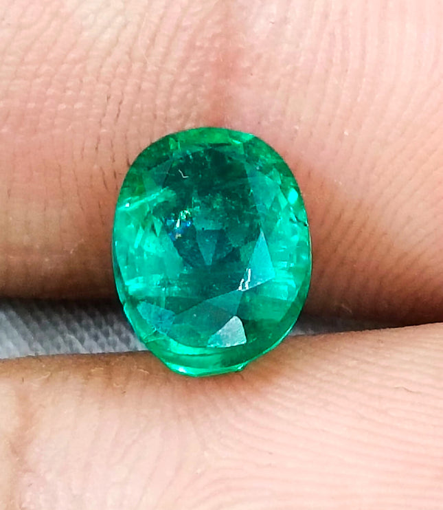 3.02ct Zambian Emerald, Certified Natural Deep Vivid Green Oval Cut Loose Gemstone