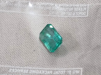 1.38ct Natural Emerald SGL Certified Zambian Medium Slightly Bluish Green Octagon Gemstone