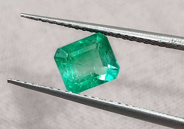 GSI Certified 1.06ct Medium Intense Green Zambian Emerald Minor Oiled Loose Gemstone