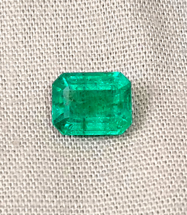 1.95ct Zambian Emerald, Medium Bright Green Octagon Cut Certified Natural Loose Gemstone