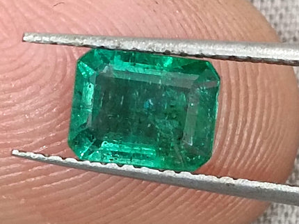Zambian Emerald 1.27ct Quality Deep green Natural Emerald Cut Gemstone