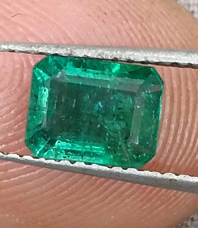 Zambian Emerald 1.27ct Quality Deep green Natural Emerald Cut Gemstone