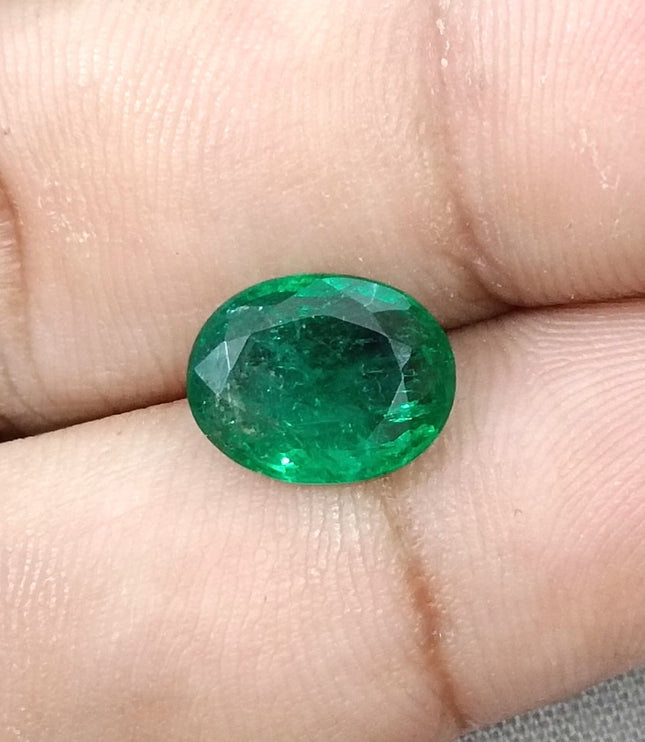 2.81ct Natural Emerald SGL Certified Zambian Deep Pure Green Oval Cut Gemstone