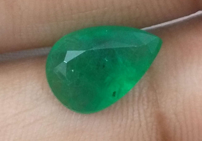 3.25ct GSI USA Certified Velvet Green Zambian Emerald Minor Oiled Loose Gemstone