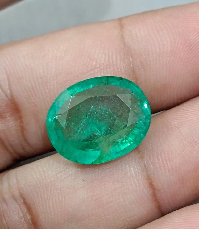 SALE! Natural Panjshir Emerald 13.36ct IGI Certified Medium Green Oval Cut Big Size Loose Stone