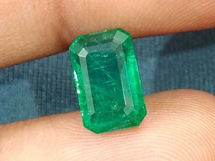 3.08ct Natural Emerald Medium Deep Green Zambian SGL certified Octagon Cut Gemstone