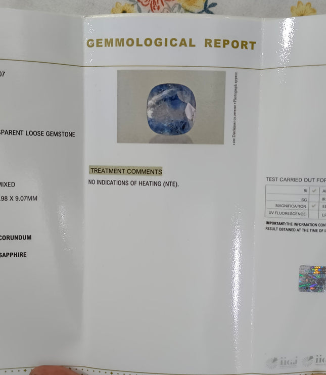 17.96ct Untreated Blue Sapphire Natural IIGJ Certified Burmese Cushion Cut Gemstone