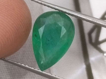3.25ct Zambian Emerald, Certified Natural Velvet Green Pear Cut Loose Stone