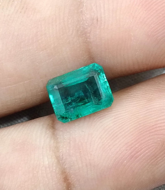 Natural Emerald 2.65ct SGL Certified Zambia Sea Green Octagon Cut Minor Oiled Gemstone