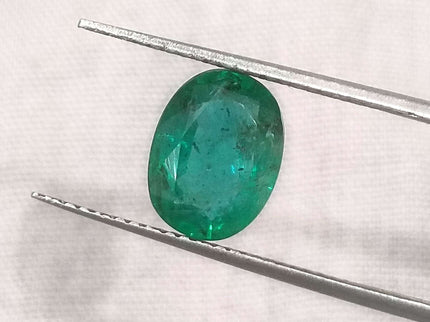 1.76ct Natural Emerald GSI Certified Deep Green Zambian Oval Cut Stone