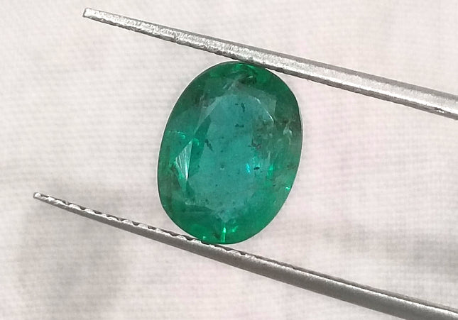 GSI USA Certified 1.76ct Deep Green Zambian Emerald Minor Oiled Loose Gemstone