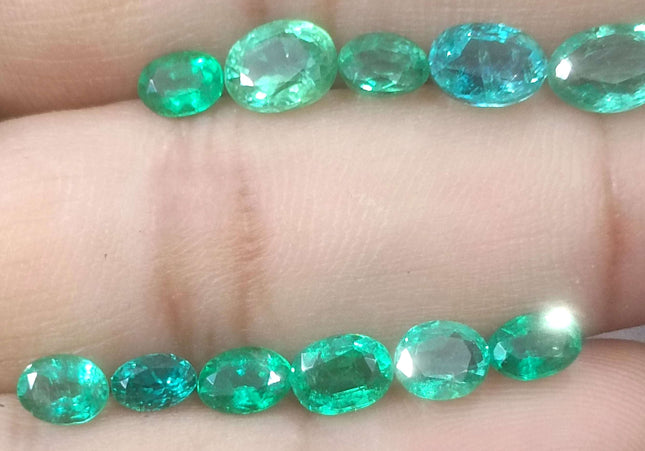 8.40ct Medium Light to Vivid Green Zambian Emerald Parcel Minor Oiled Loose Gemstones