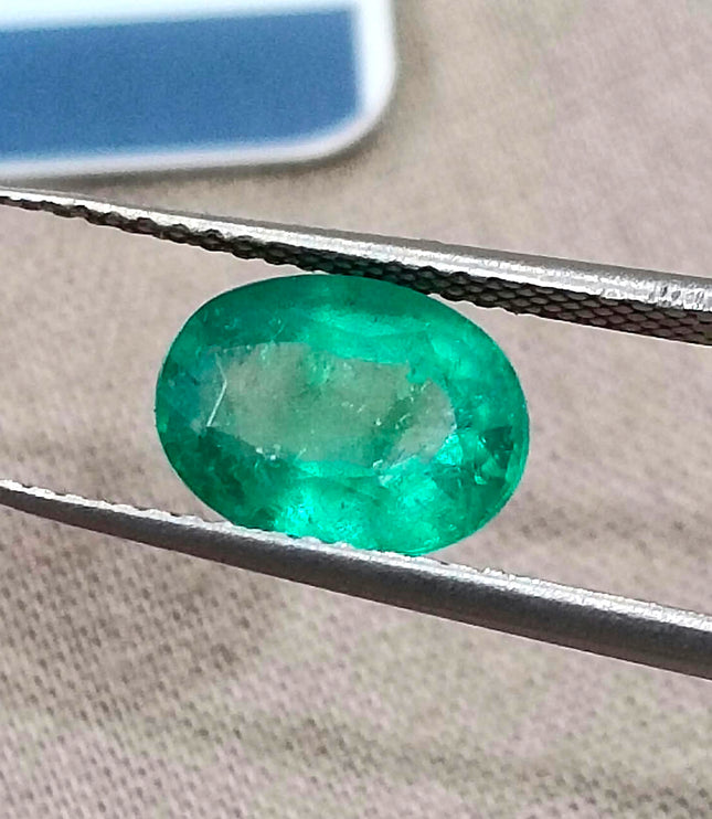 1.73ct Panjshir Emerald Natural Medium Intense Green Oval Gemstone