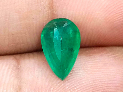 1.77ct Natural Emerald Pure Medium Deep Velvet Green Zambian Pear Cut Loose Gemstone
