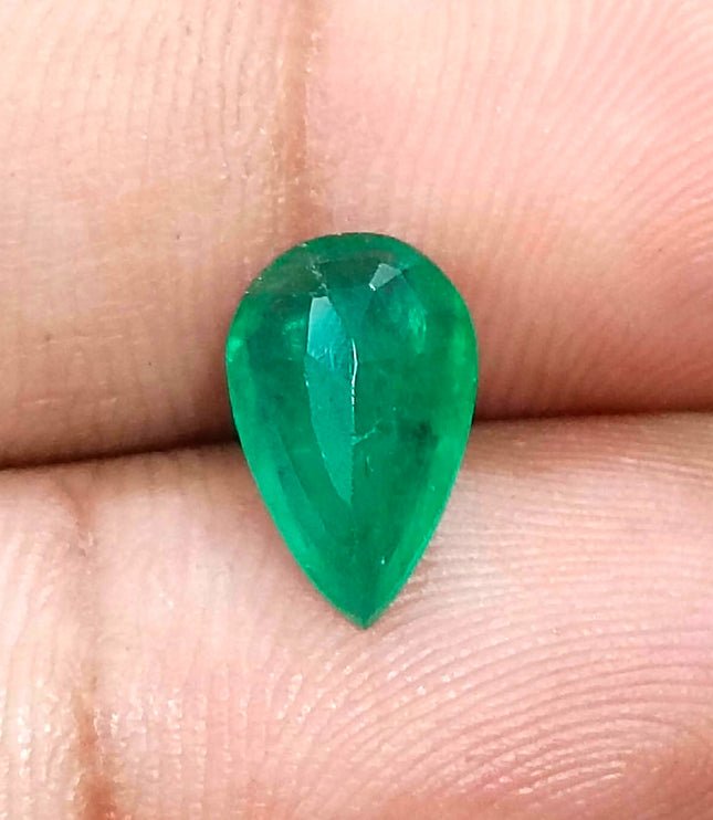 1.77ct Natural Emerald Pure Medium Deep Velvet Green Zambian Pear Cut Loose Gemstone