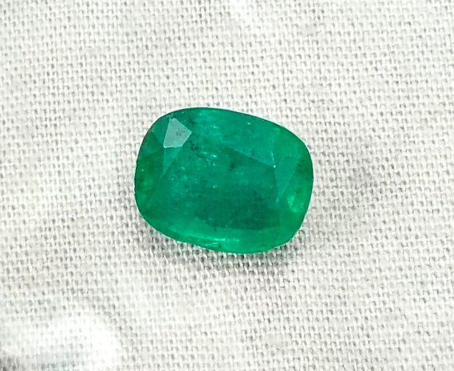 Zambian Emerald 3.61ct Certified Natural Deep Green Cushion Cut Gemstone