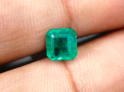 1.60ct Zambian Emerald, Natural Certified Medium Sea Green Octagon Cut Loose Gemstone