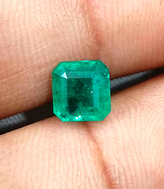 1.60ct Zambian Emerald, Natural Certified Medium Sea Green Octagon Cut Loose Gemstone