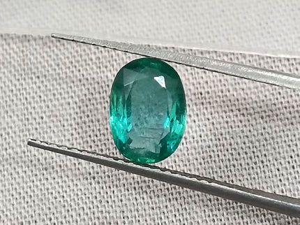 1.26ct Certified Natural Zambian Emerald Eye Clean Oval Cut Loose Gemstone